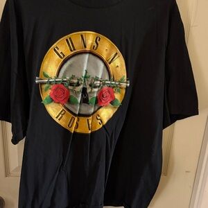 Bravado Black Guns N' Roses Logo Tee with Red Roses